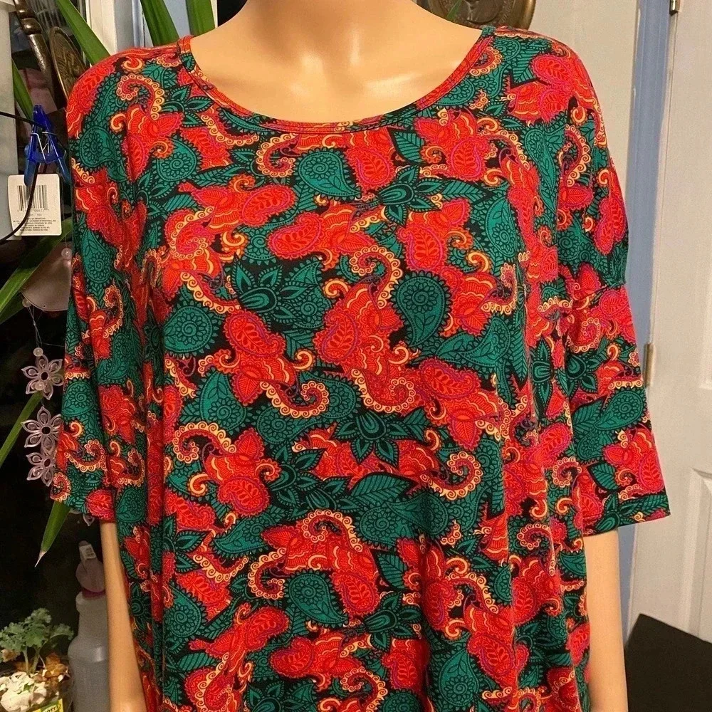 LuLaRoe Floral Stretchy Casual Hi low Blouse Women Size L